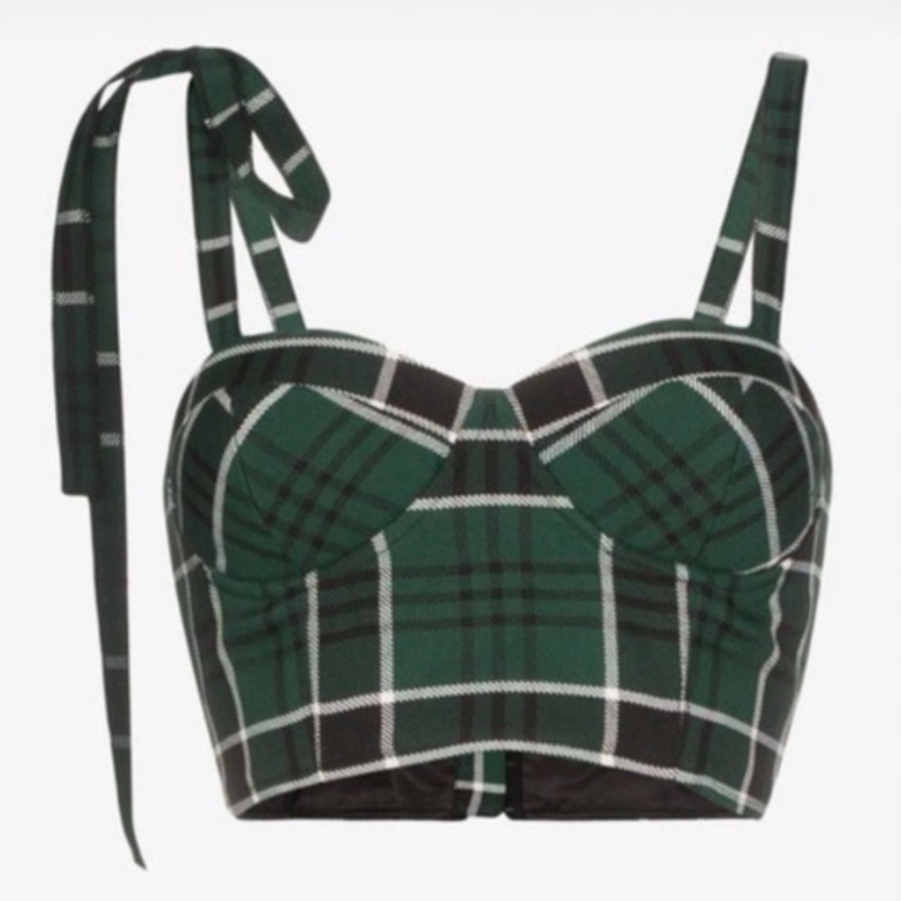 NWT Rosie Assoulin Dark Green
Scottish Plaid Twill Bustier size 10 - Picture 6 of 16